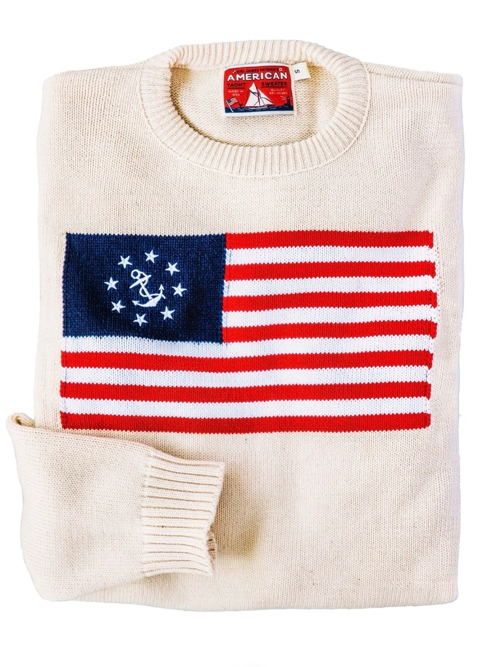 Kiel James Patrick American Yacht Flag Sweater in Cream S